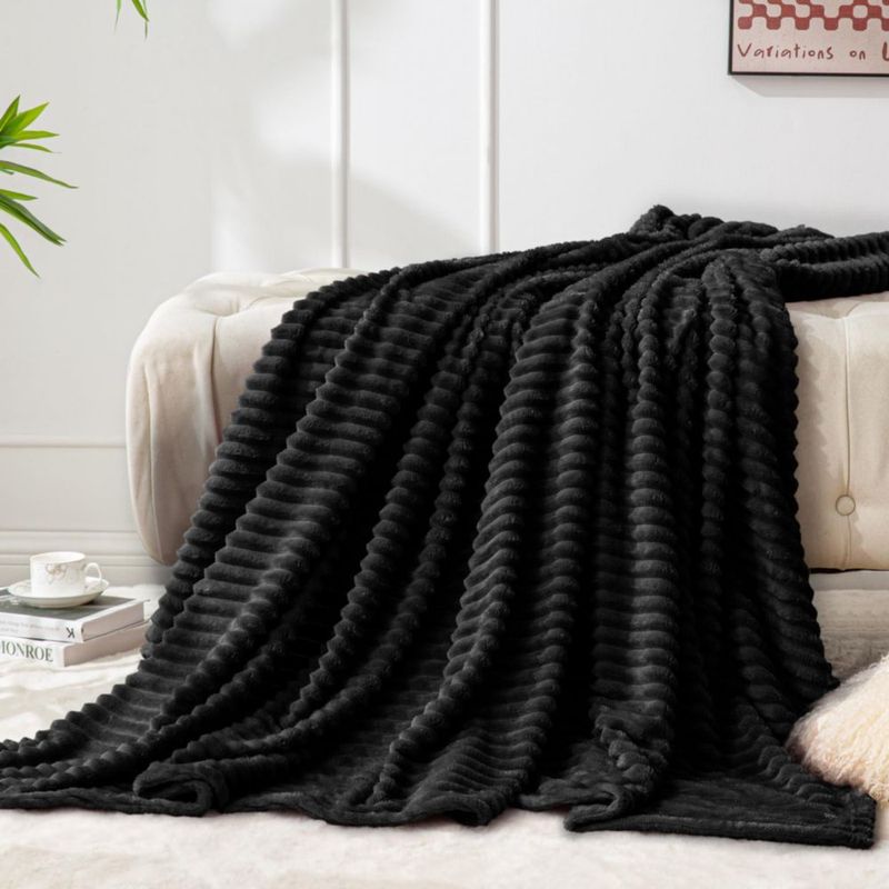 Manta BEDELITE Twin 152 × 203 cm Negro 3D de Forro Polar