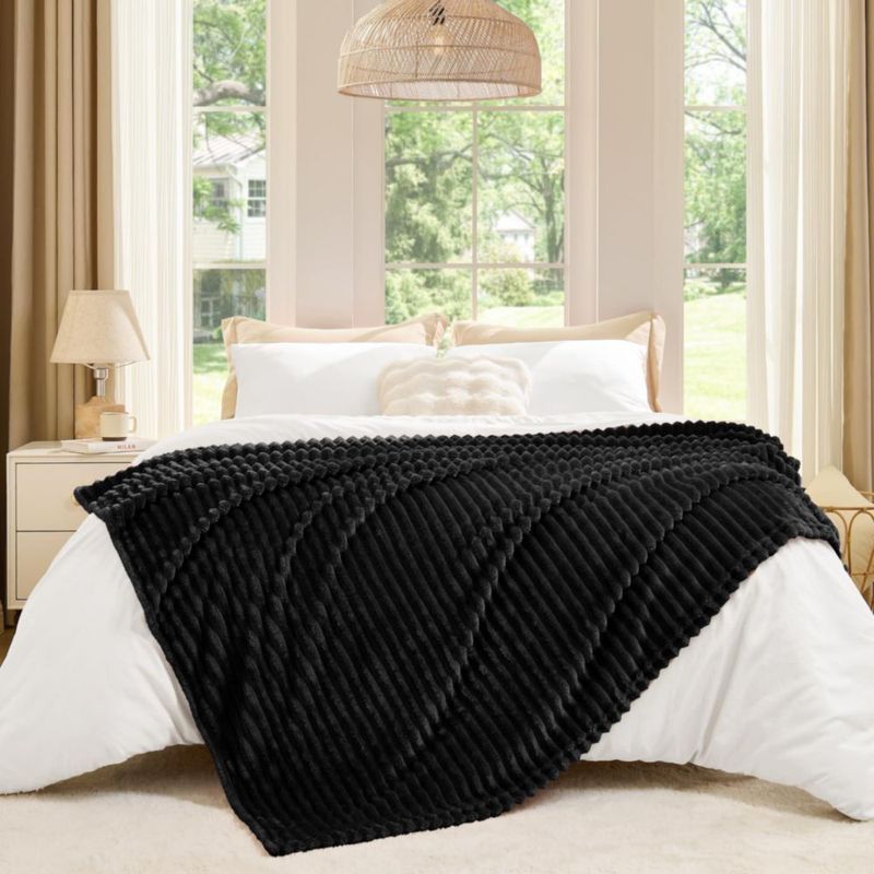 Manta BEDELITE Twin 152 × 203 cm Negro 3D de Forro Polar