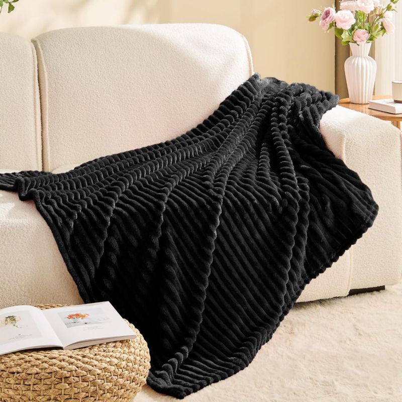 Manta BEDELITE Twin 152 × 203 cm Negro 3D de Forro Polar