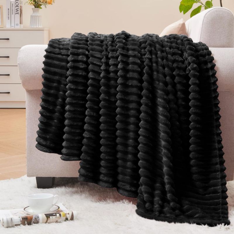 Manta BEDELITE Twin 152 × 203 cm Negro 3D de Forro Polar