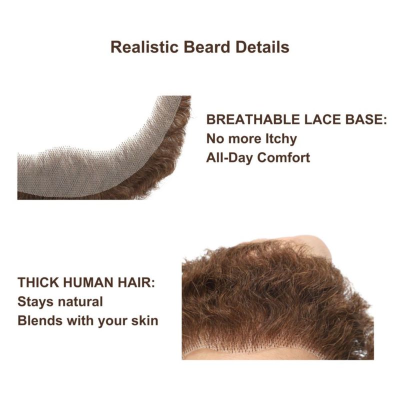 Barba Postiza Bromobiz de Cabello Humano Rizado Marrón