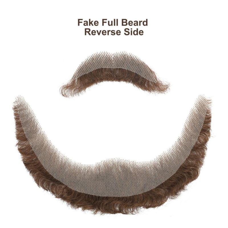 Barba Postiza Bromobiz de Cabello Humano Rizado Marrón