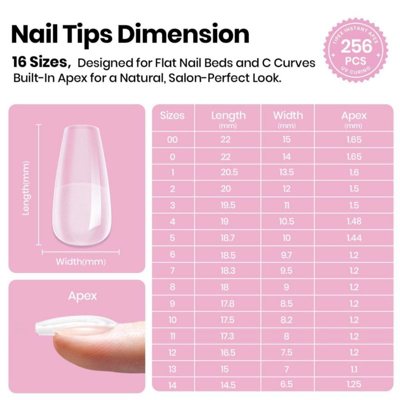Puntas de uñas Beetles Gel Polish 256 uds 16 tamaños