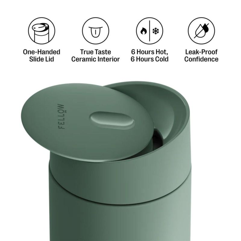 Taza de viaje Fellow Carter Slide 454 ml Verde Ahumado