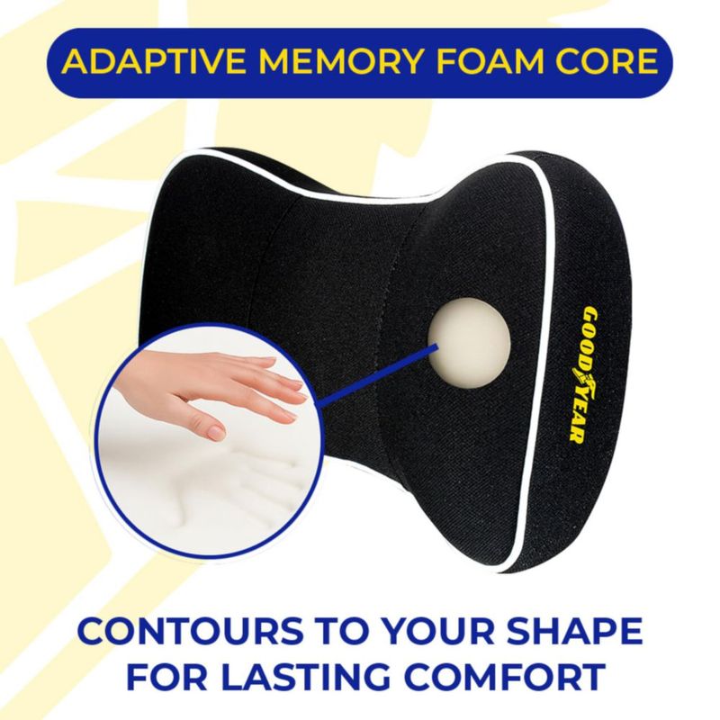 Almohadilla cervical para coche Goodyear de espuma viscoelástica negra