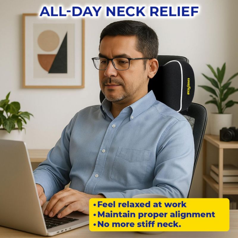 Almohadilla cervical para coche Goodyear de espuma viscoelástica negra