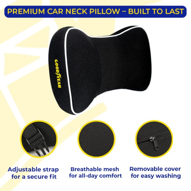 Almohadilla cervical para coche Goodyear de espuma viscoelástica negra