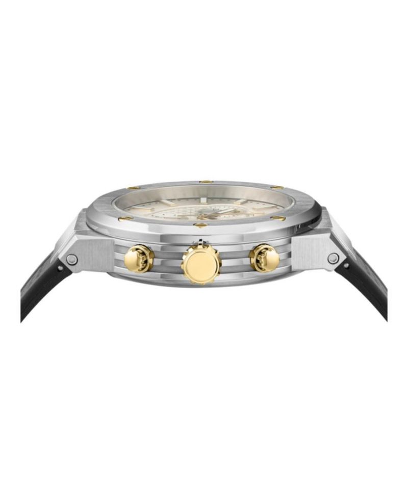 Reloj Salvatore Ferragamo 42 mm esfera plateada con correa negra