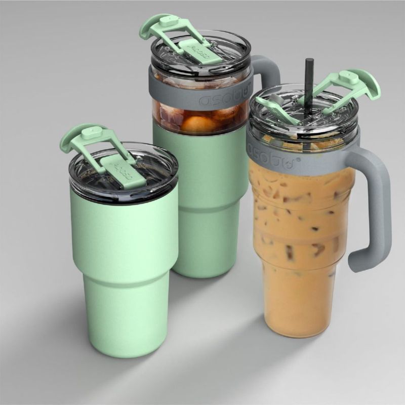 Vaso Asobu 965 ml Verde albahaca con pajilla