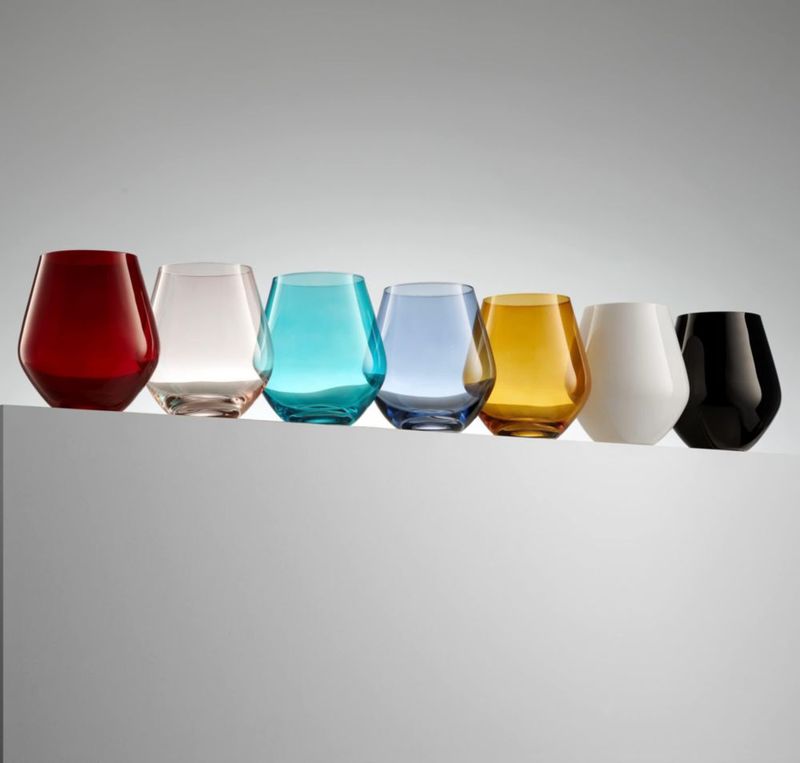 Godinger Copas de Vino sin Tallo Copas para Vino Tinto Juego de 4 500 ml Color Turquesa Fabricación Europea