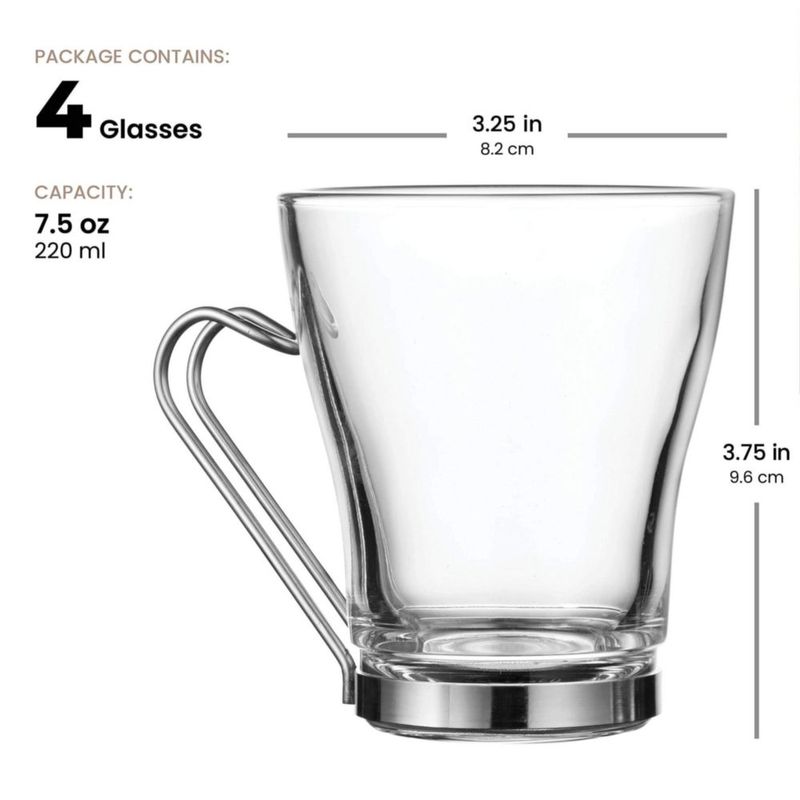 Set de 4 tazas de cappuccino Bormioli Rocco 210 ml de vidrio