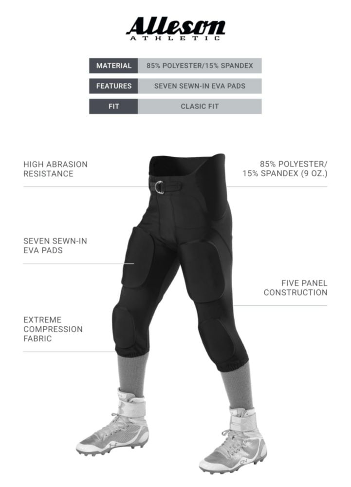 Pantalón de fútbol americano Alleson Athletic talla extra grande negro