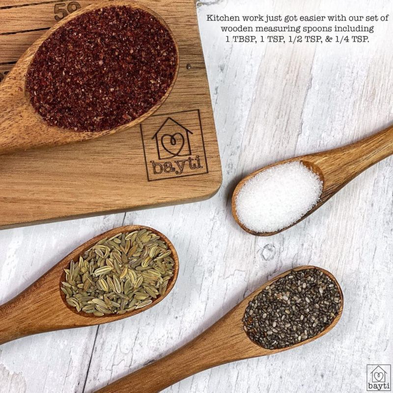 Cucharas Medidoras de Madera de Acacia Bayti – Juego de 4 Piezas