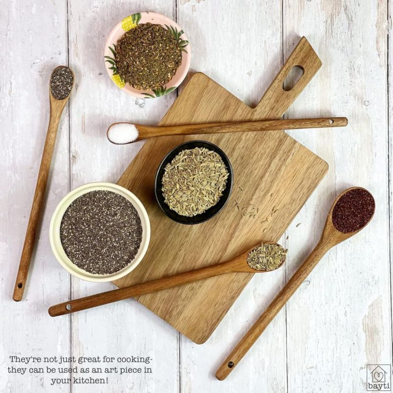 Cucharas Medidoras de Madera de Acacia Bayti – Juego de 4 Piezas