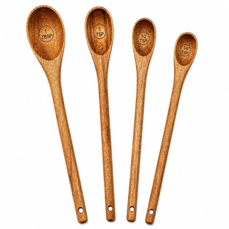 Cucharas Medidoras de Madera de Acacia Bayti – Juego de 4 Piezas