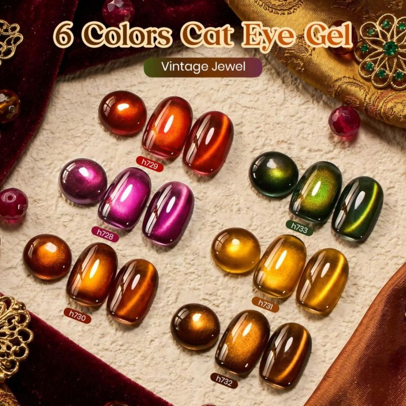 Set de Esmalte de Gel beetles 6 colores Cat Eye