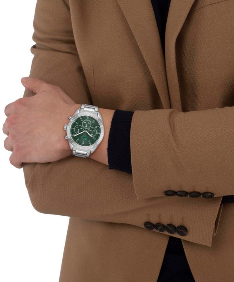 Reloj Lacoste Boston de cuarzo 42 mm verde y plateado