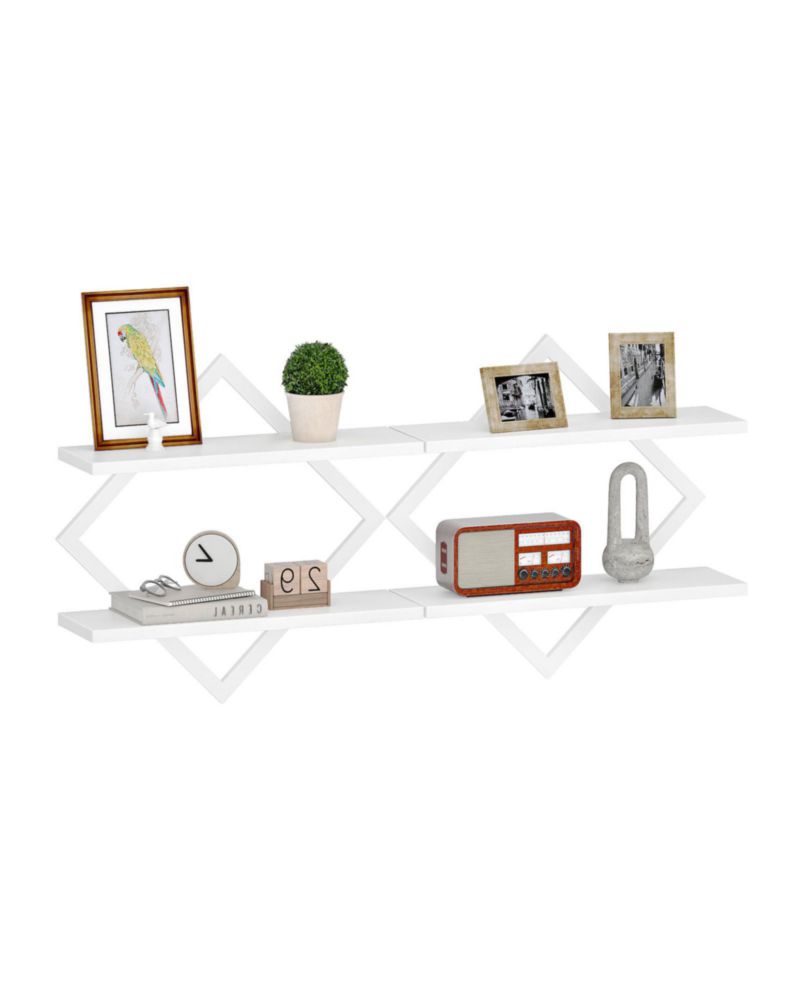 Estanterías flotantes CHOEZON 38 cm blanco – Juego de 2 unidades de 2 niveles