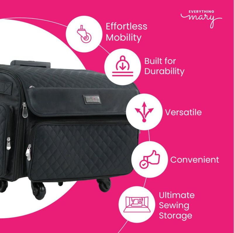 Estuche para Máquina de Coser Everything Mary 50 cm Negro de 4 Ruedas