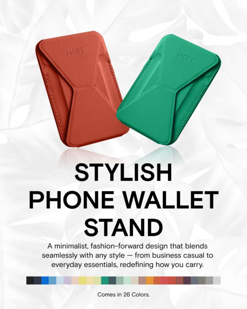 Soporte para iPhone MOFT MagSafe con Billetera de Cuero Vegano Color Arcilla y Ángulo Ajustable