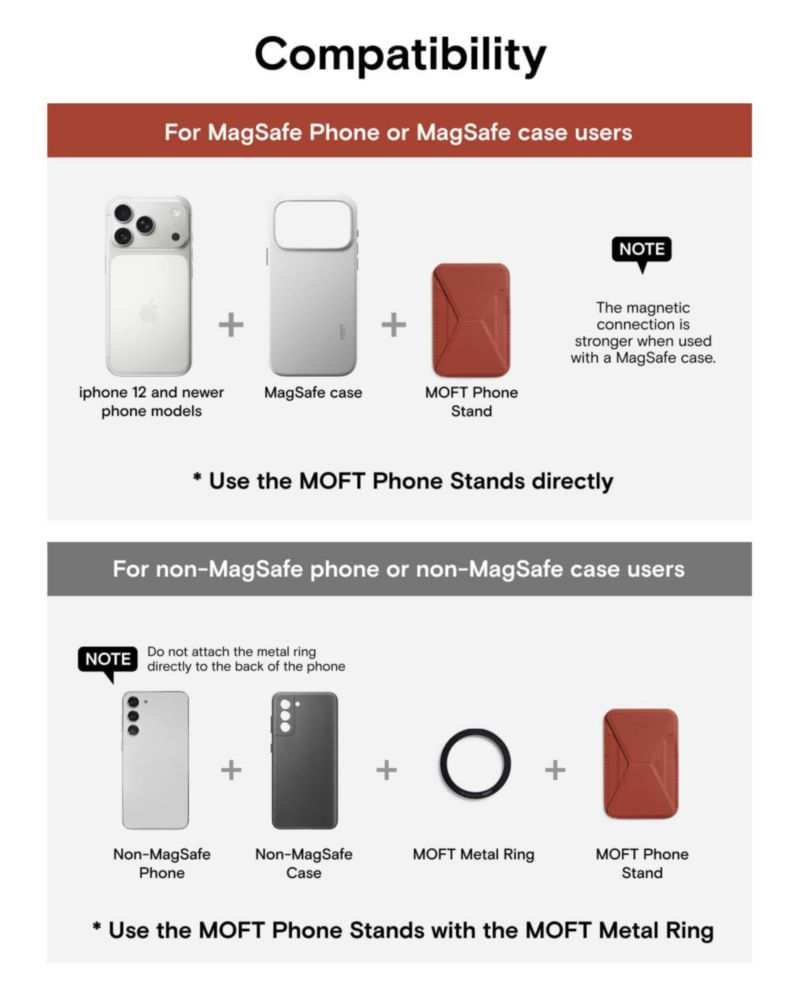 Soporte para iPhone MOFT MagSafe con Billetera de Cuero Vegano Color Arcilla y Ángulo Ajustable