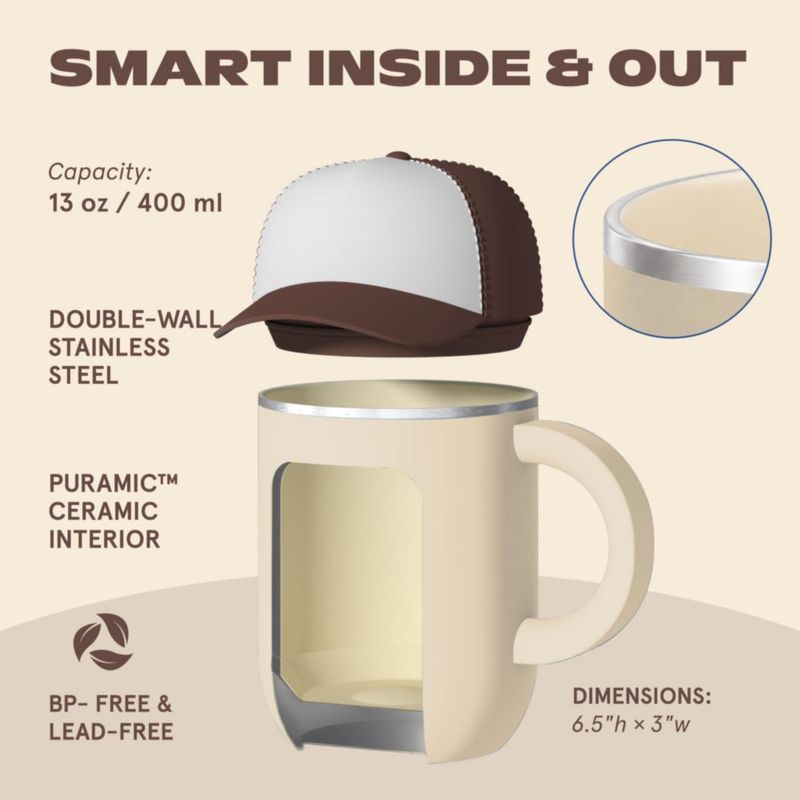 Taza Asobu 355 ml Marrón con Recubrimiento Cerámico