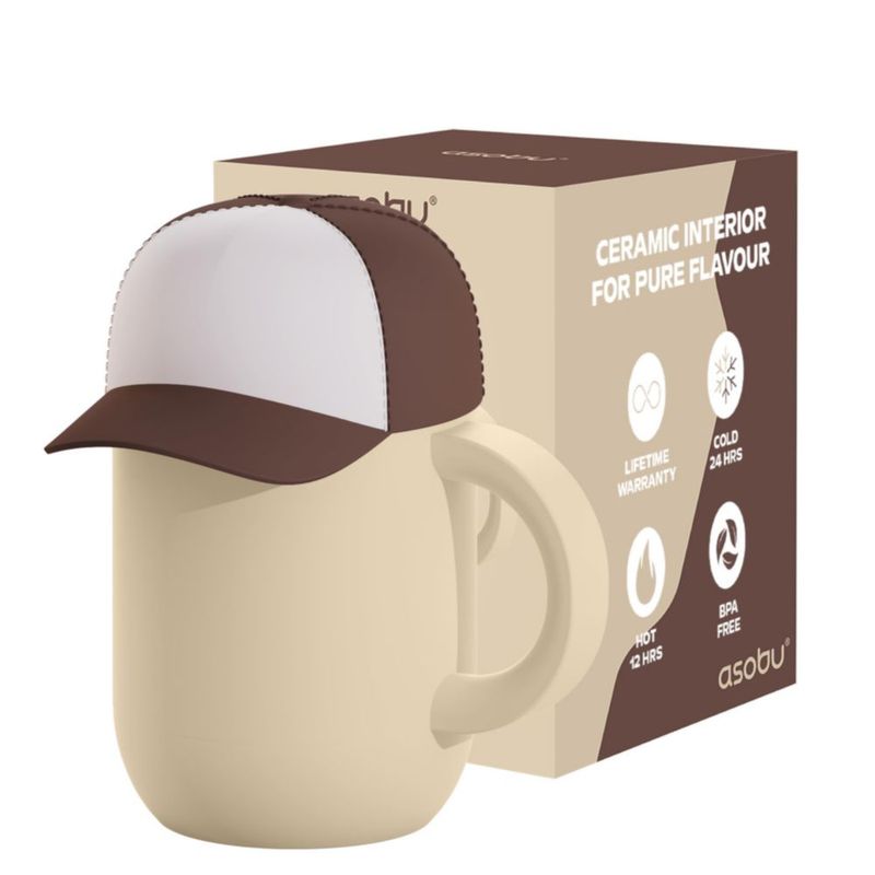 Taza Asobu 355 ml Marrón con Recubrimiento Cerámico