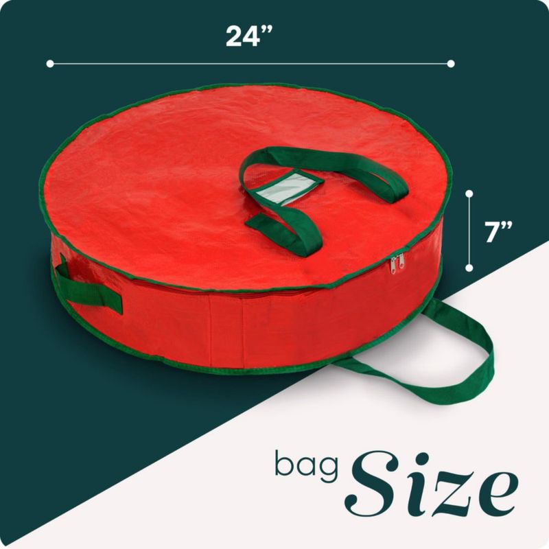 Bolsa de almacenamiento para coronas navideñas Handy Laundry 61 cm roja con cremallera