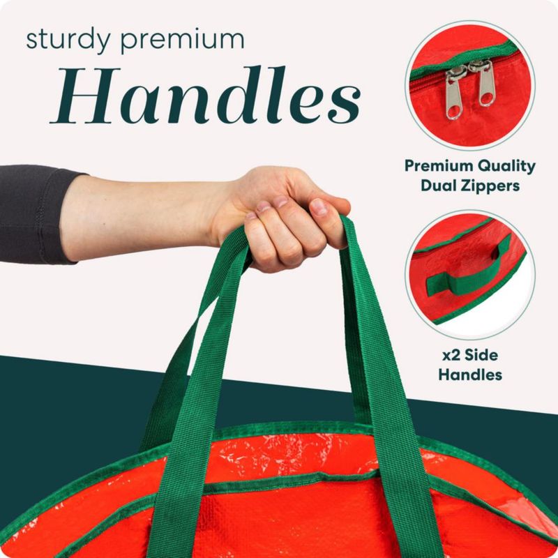 Bolsa de almacenamiento para coronas navideñas Handy Laundry 61 cm roja con cremallera