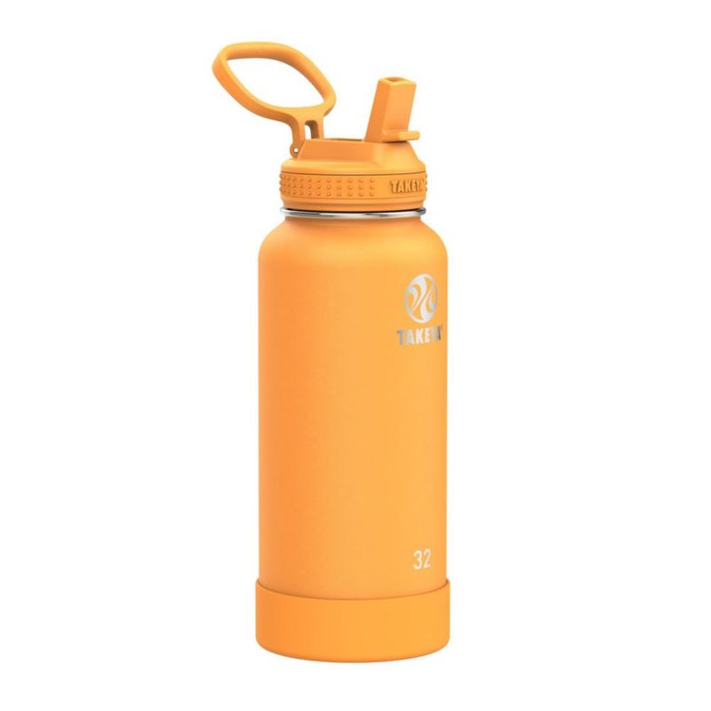 Takeya Botella de Agua de Acero Inoxidable Actives 946 ml (32 oz) con Tapa de Pajilla – A prueba de fugas Doble Pared Aislada Mantiene Bebidas Frías