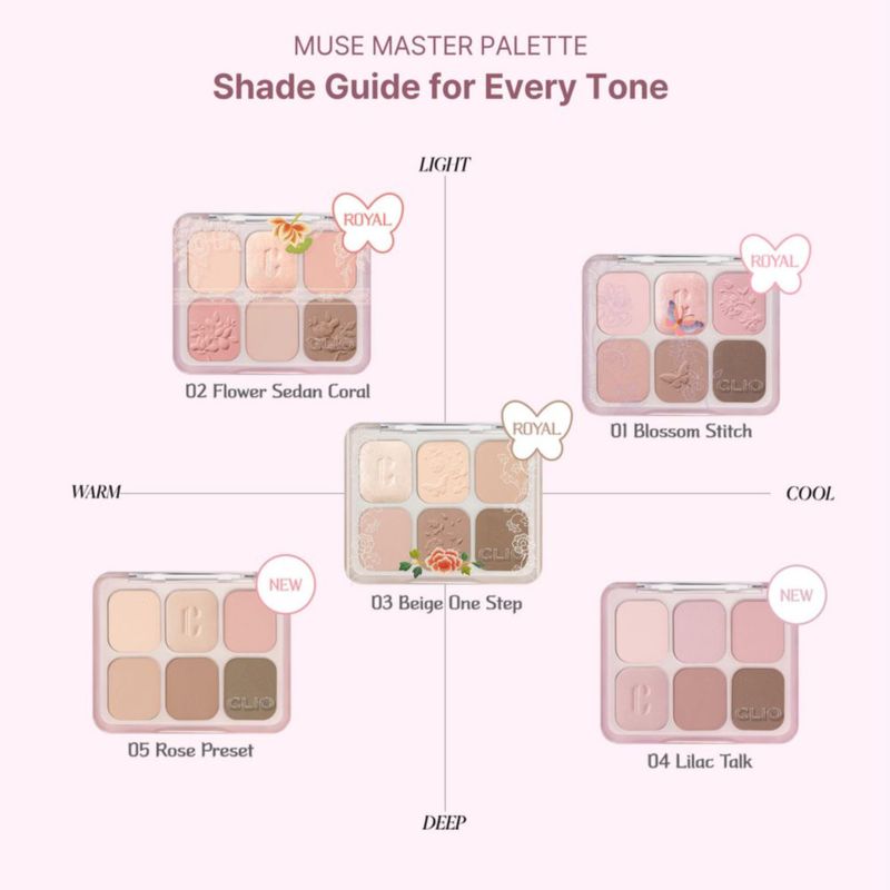 Paleta de sombras de ojos CLIO PROFESSIONAL 6 colores Rosa Malva