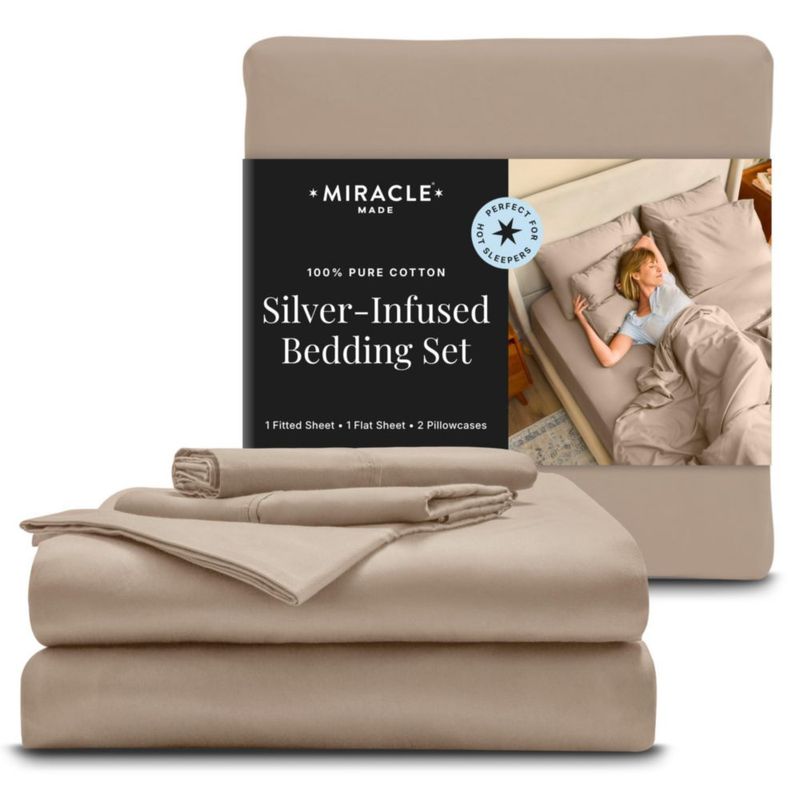 Juego de ropa de cama Miracle Made Queen de 4 piezas con tratamiento de plata