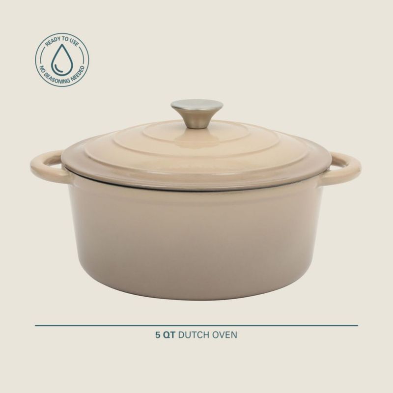 Olla Holandesa Gibson Home de 5 cuartos hierro fundido esmaltado color topo
