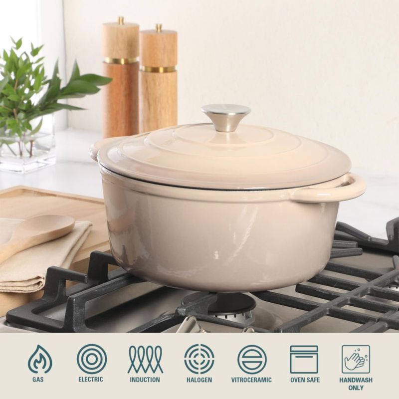 Olla Holandesa Gibson Home de 5 cuartos hierro fundido esmaltado color topo