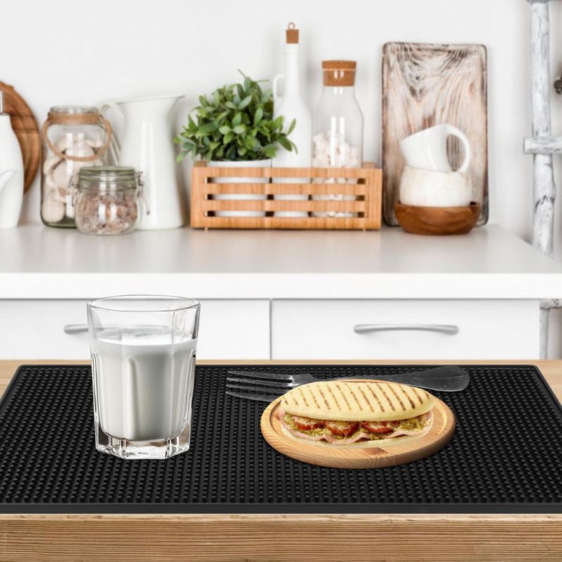 Alfombrilla para secado de platos Jinmuxilll 61 × 30 cm paquete de 2 negra PVC