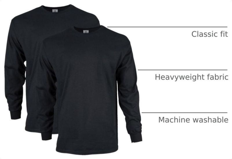 Camiseta Gildan G2400 de manga larga negra pack de 2 talla XL