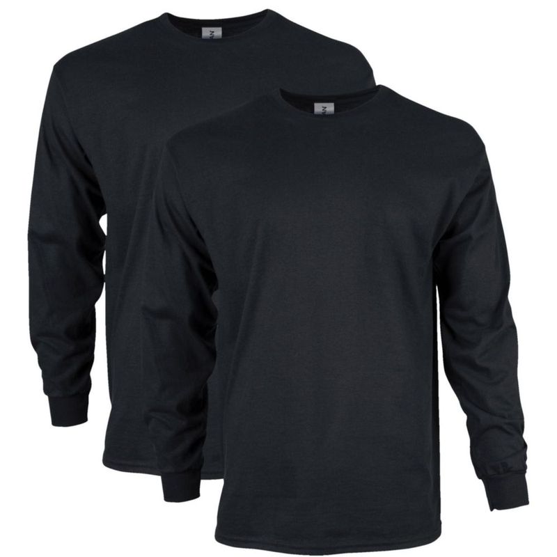 Camiseta Gildan G2400 de manga larga negra pack de 2 talla XL