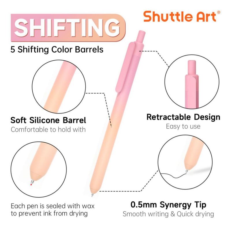 Bolígrafos de gel Shuttle Art Pack de 15 punta 05 mm tinta negra