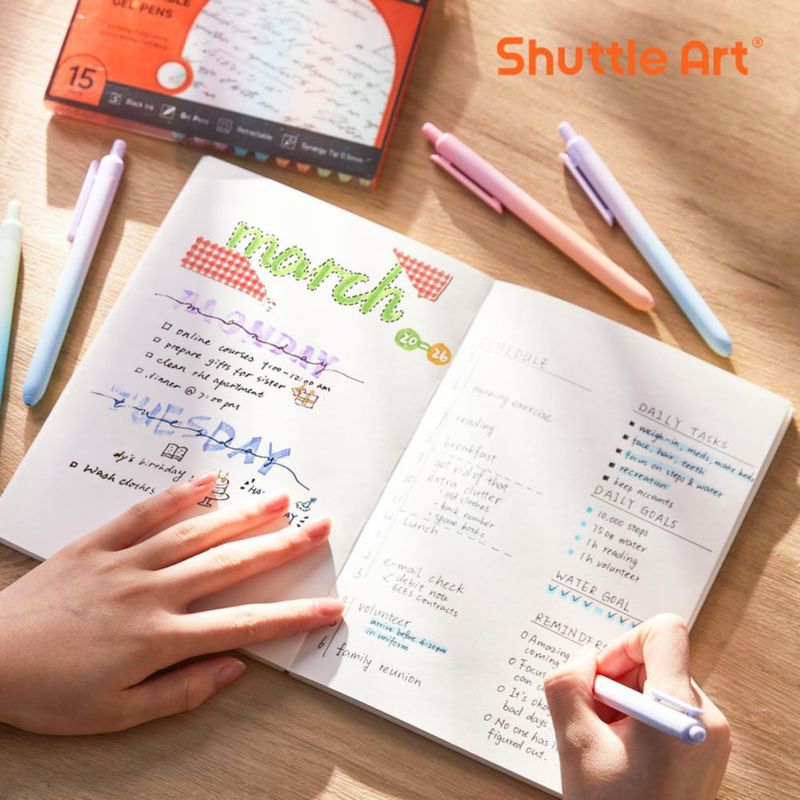 Bolígrafos de gel Shuttle Art Pack de 15 punta 05 mm tinta negra