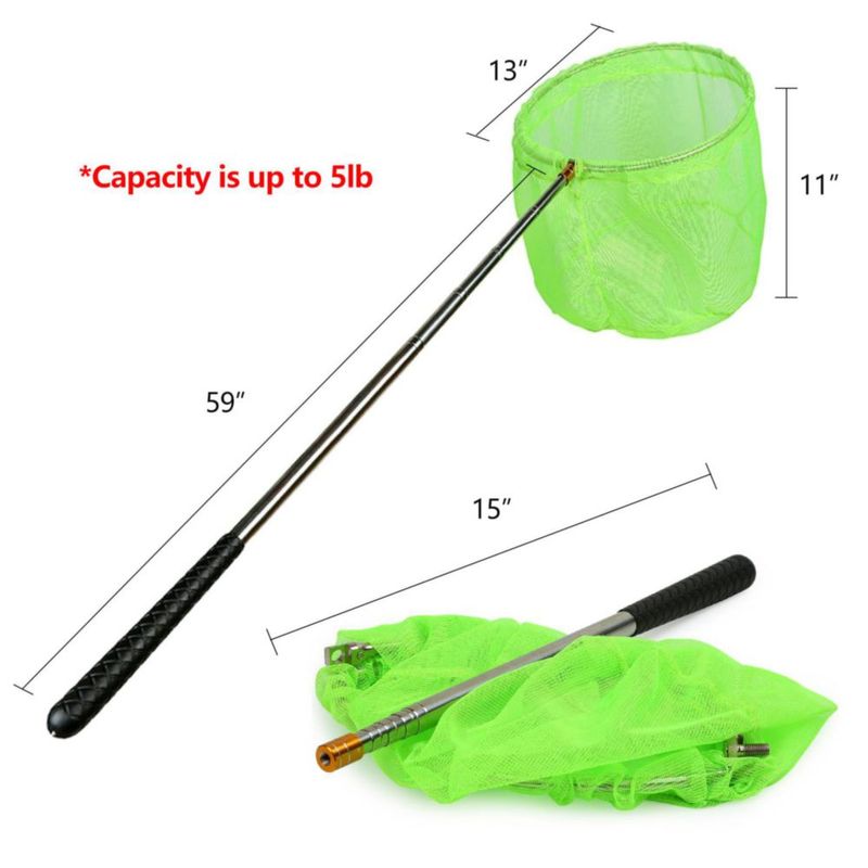 Red de Pesca RESTCLOUD de 150 cm con Mango Telescópico Verde