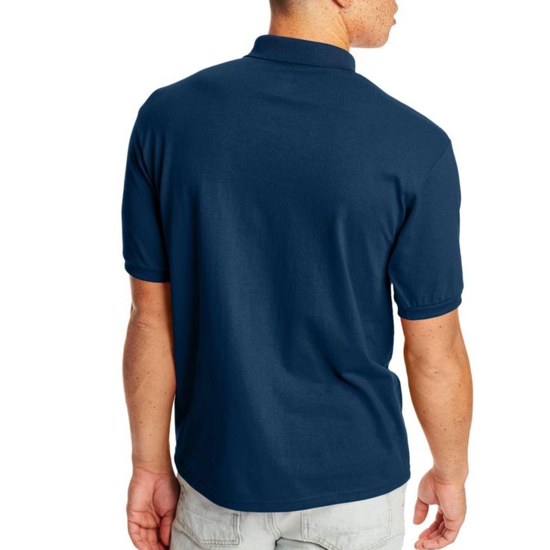 Camisa Polo Hanes de Manga Corta con Bolsillo de Jersey para Hombre Azul Marino 3XL
