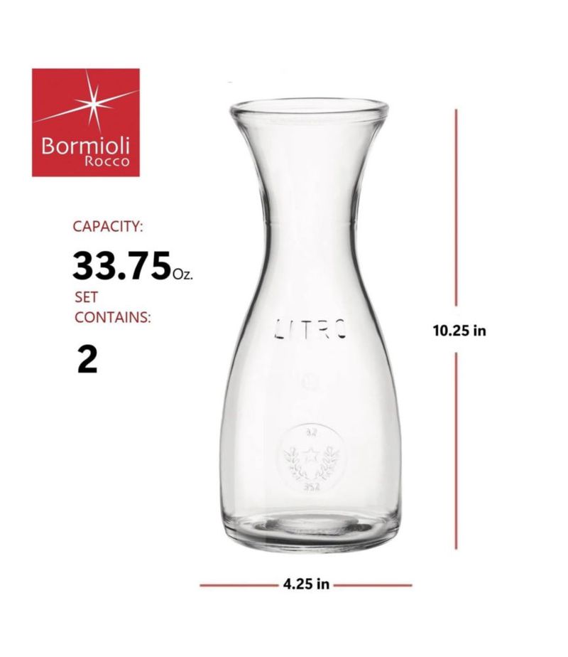 Juego de 2 Jarras de Vidrio Transparente Bormioli Rocco 1 L