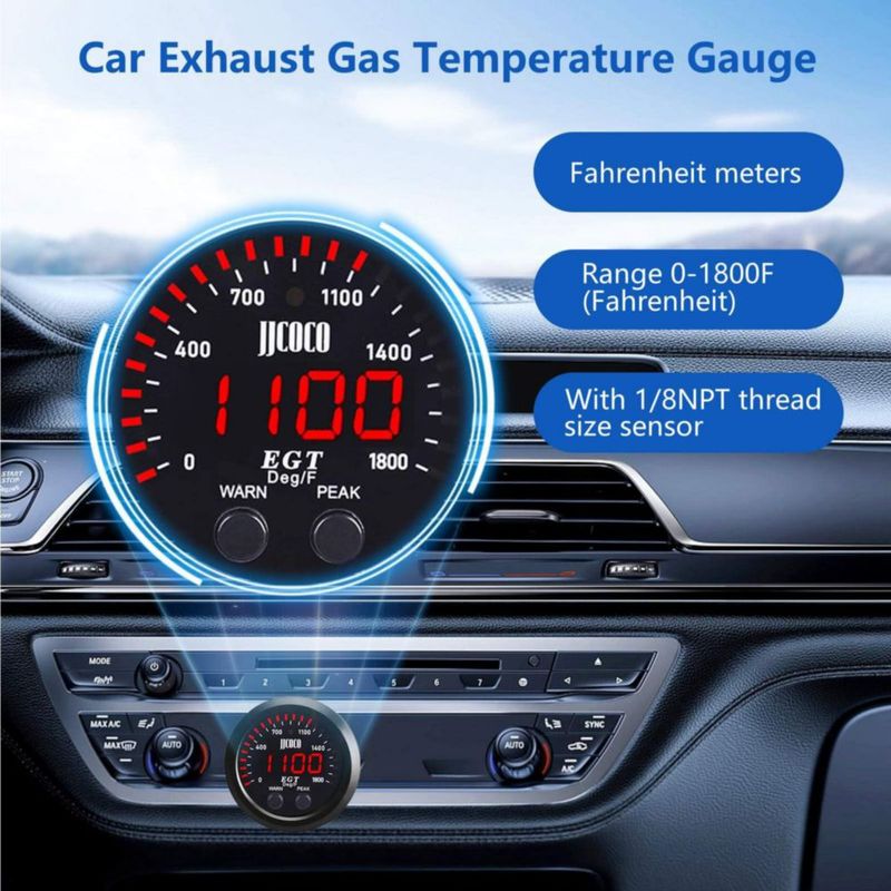 Kit de Medidor de Temperatura de Gases de Escape (EGT) ZHSYMX 52 mm con Pantalla LED Digital