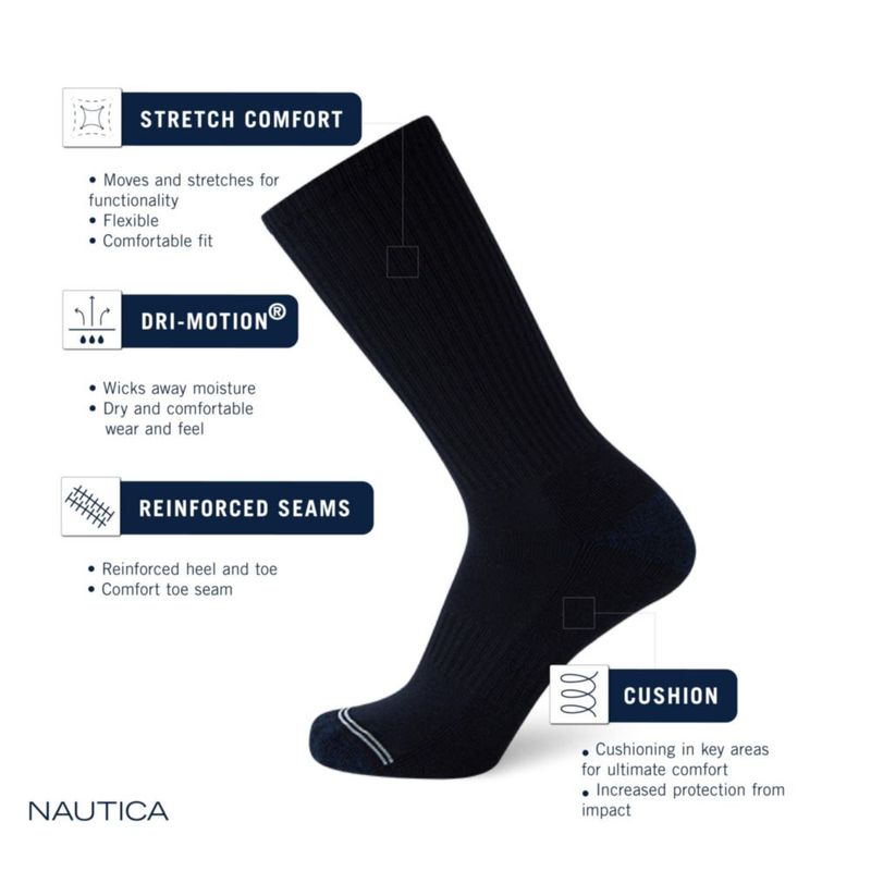 Calcetines Nautica de caña media paquete de 5 transpirables talla 6-12.5 color marrón/azul marino