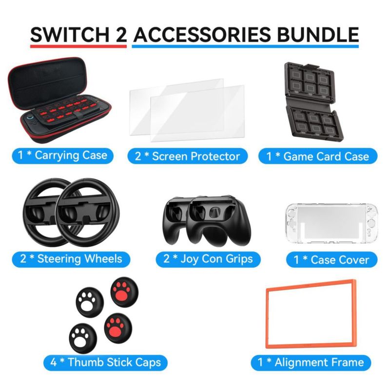 Kit 16 en 1 Switch 2 AEWOTING con estuche y accesorios