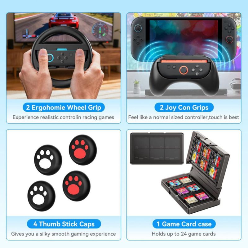 Kit 16 en 1 Switch 2 AEWOTING con estuche y accesorios