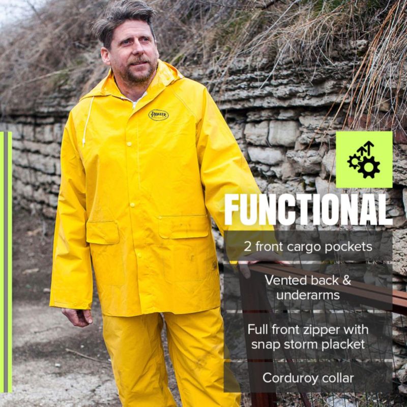Traje de Trabajo Impermeable Pioneer 3 Piezas Amarillo – Mediano