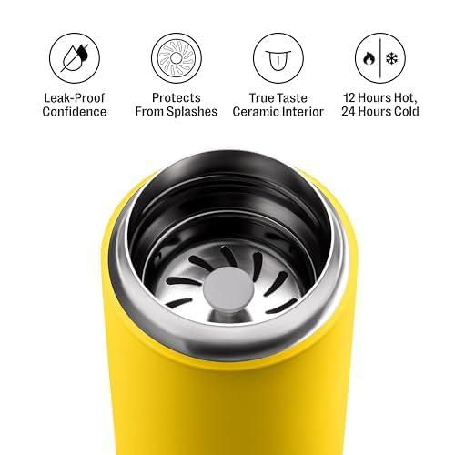 Fellow Carter Move Taza de Café de Viaje con Revestimiento Cerámico 473 ml – Tapa a Prueba de Fugas
