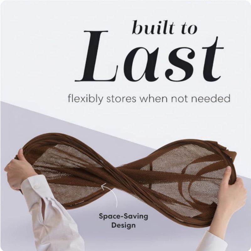 Cesto de ropa plegable de malla con bolsillo lateral