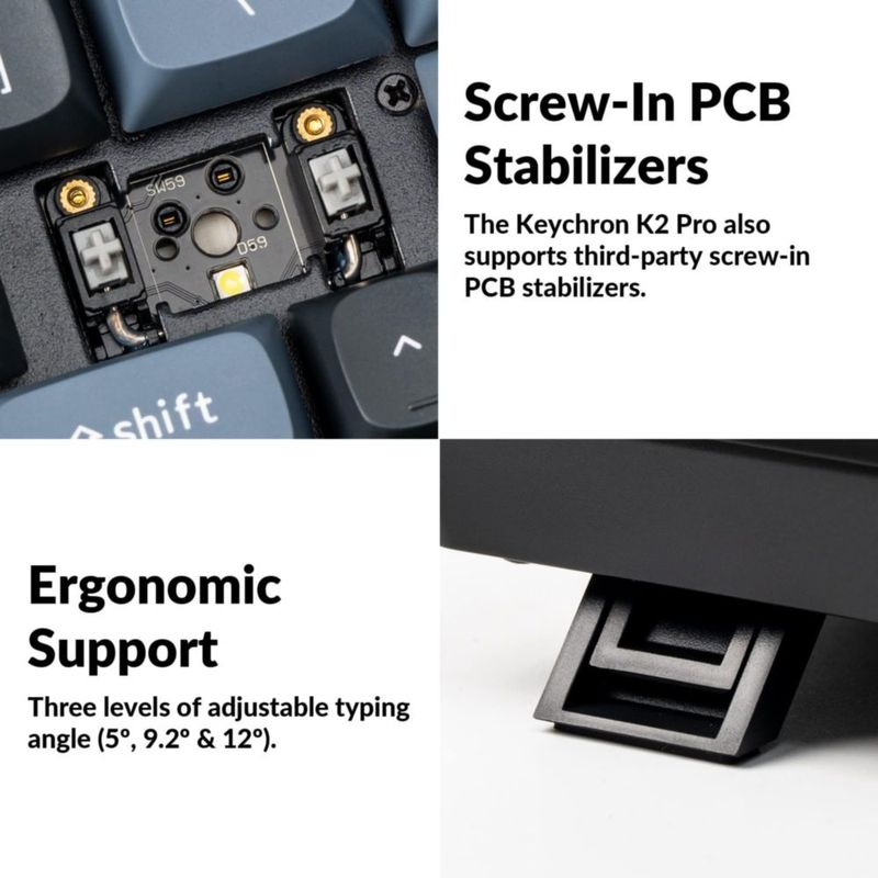 Teclado Keychron K2 Pro 75% Inalámbrico con Switch Azul